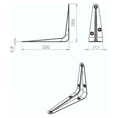 Полкодержатель консоль Trodos 250х200, черный