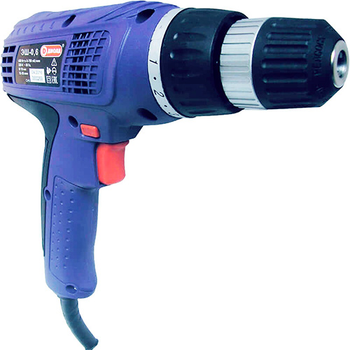 Дрель-шуруповерт электр. 600Вт ЭШ-0,6  ДИОЛД ( 600 Вт, диаметр патрона 0.8 – 10 мм,750 об/мин.быстрозажим. патрон, реверс) (1/10)