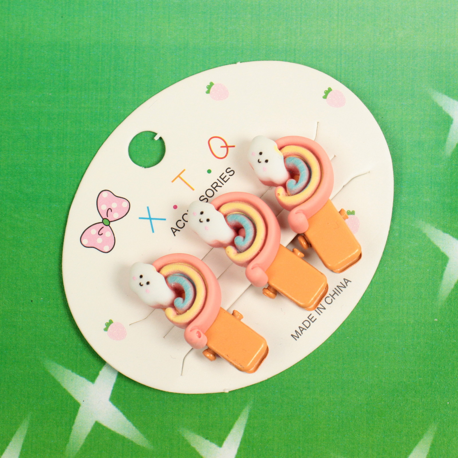 Зажимы для волос детские 3шт "Mini lady", облачки, 6*5см