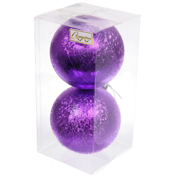 Новогодние шары 10см (набор 2шт) "Мягкий блеск", фиолетовый