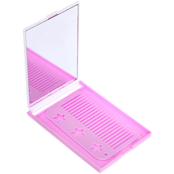 Расческа с зеркалом в наборе детские "МИМИШКИ", девочка, цвет фиолетовый, 11*7,8см 