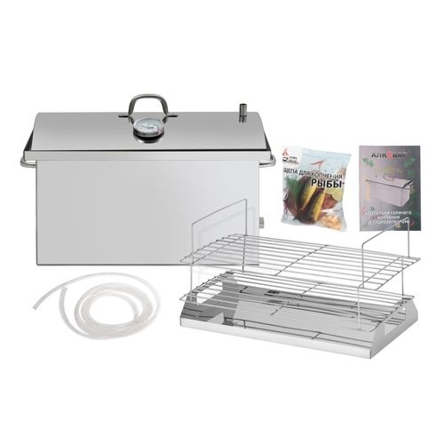 Коптильня большая XXL 450х650х300 Усиленная с гидрозатвором +термометр