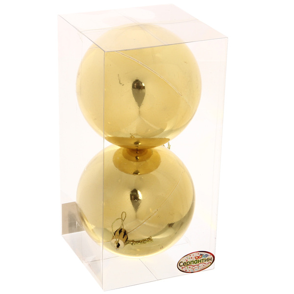 Новогодние шары 10 см (набор 2 шт) "Глянец", золото