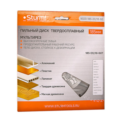 Диск пильный 185х20/16х60 зубьев мультирез STURM 9023-185-20/16-60