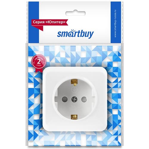 Розетка 1-местная 16А с заземлением белая с защ. штор. "Юпитер" (SBE-03w-16-S1-1Z)