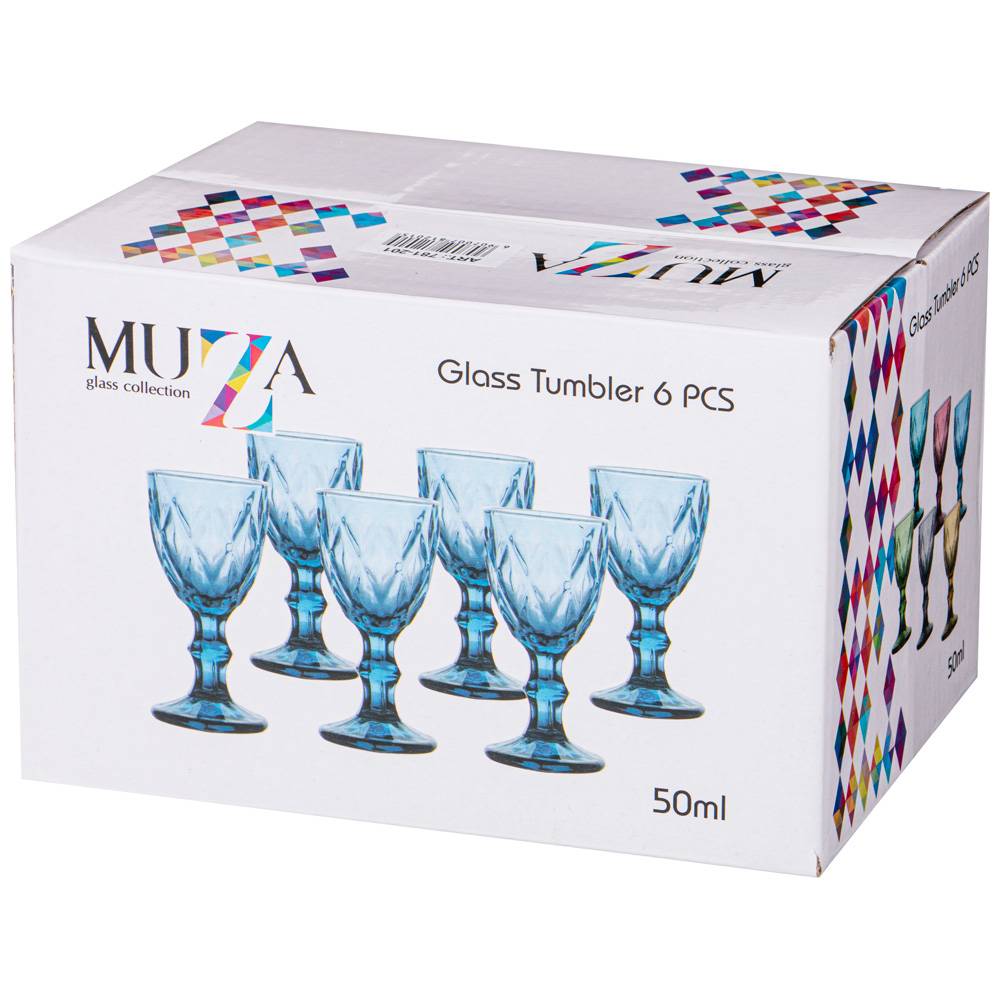 НАБОР РЮМОК, РОМБО, ИЗ 6ШТ. СЕРИЯ, MUZA COLOR, 50МЛ. / В=10, 5 СМ, КОР=16НАБ.