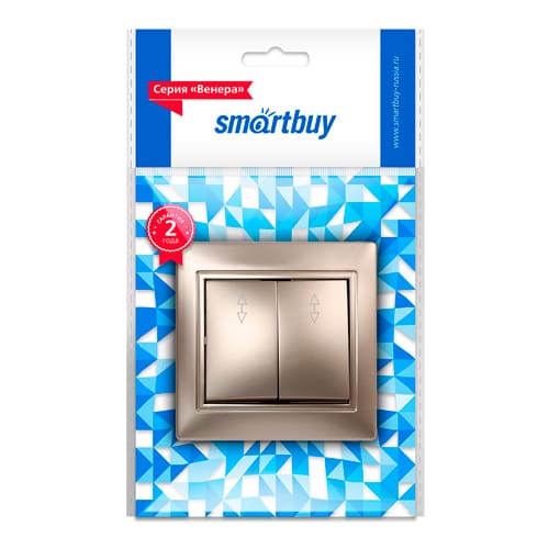Выключатель проходной 2-клавишный 10А шампань "Венера" (SBE-01c-10-SW22-0)