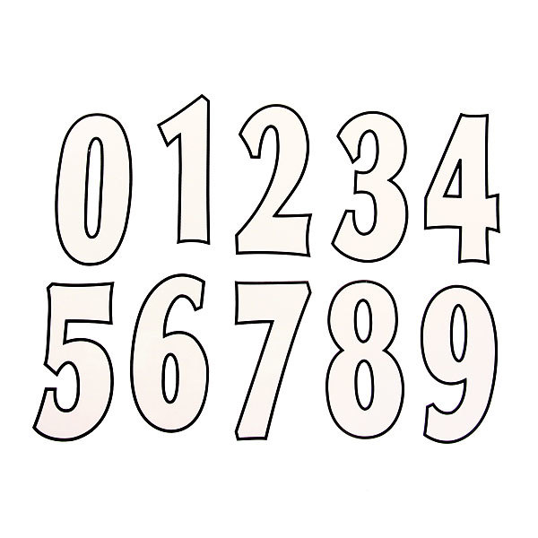 Термоаппликация Номер на футболку 004 (белый, большие цифры: 0-9, маленькие: 0-9)