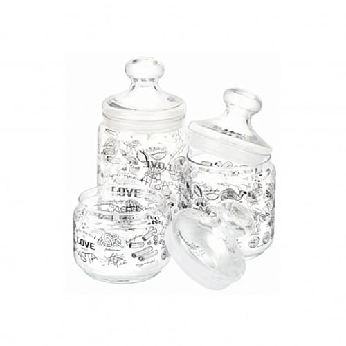 Набор банок для продуктов Luminarc Q4111 ЛАВ ПАСТА, 3 шт, 0.5 л, 0.75 л, 1 л, стекло, Q4111