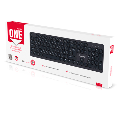 Клавиатура беспроводная мультимедийная Smartbuy ONE 252 черная (SBK-252AG-K)/20