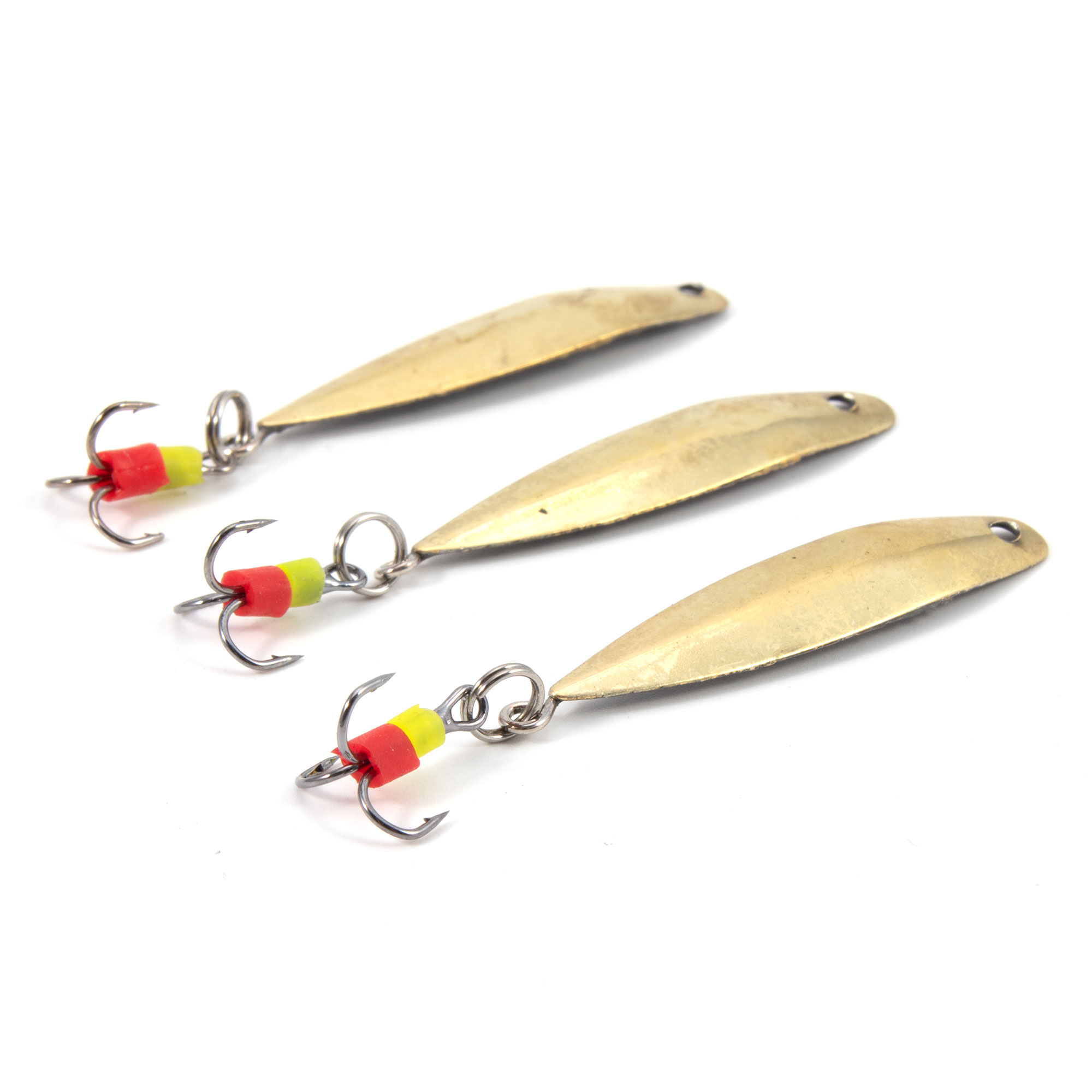 Блесна вертикальная "Яман" Обратка с тройником, размер 37 мм, вес 3,7 г, цвет латунь (уп.3 шт.)/150/