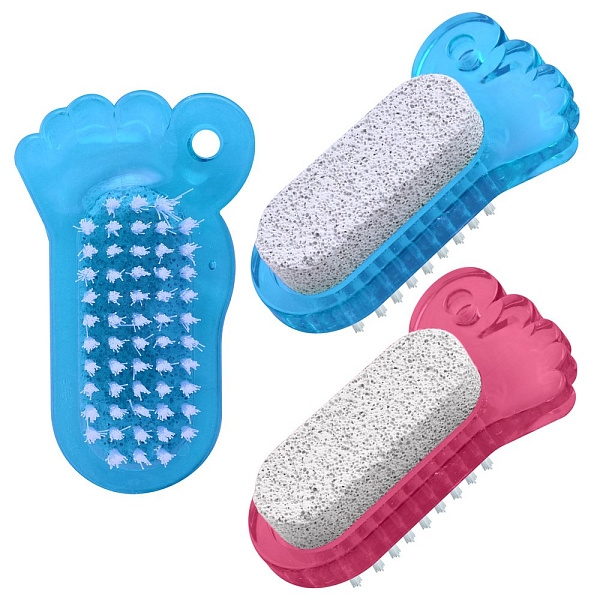 Щеточка для ног с пемзой. Размер 8,5х5 см. 2 цв