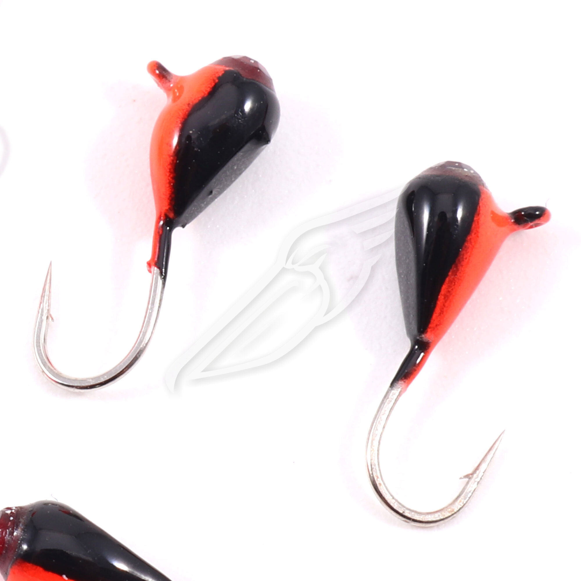 Мормышка вольф"ЯМАН"Капля с ушк. + кр. камень, р.3, вес 0,5г, цв.черн./красн.(уп.5 шт.)