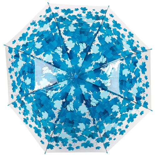 Зонт-трость полуавтоматический BASIC, 90 см (ЭВА), листья, синий
