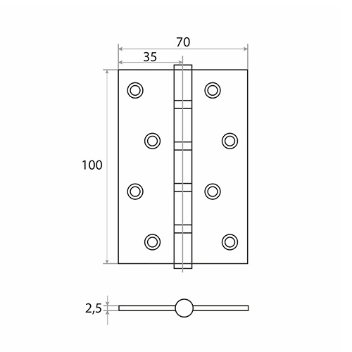 Петля накладная Trodos 100х70х2,5 б/к, бронза