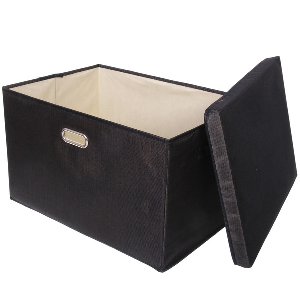 Коробка для хранения вещей складная с крышкой "ДЭСТРА", цвет черный, 58*40*35см