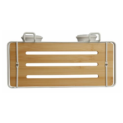 Полка для ванной присоска Zenfort "W7741-26BP", металл/бамбук, белый