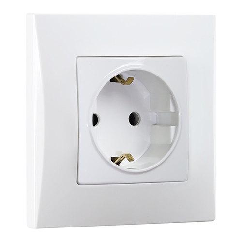 Розетка с заземлением 16А белая "Вега" (SBE-08w-16-S1-Z)
