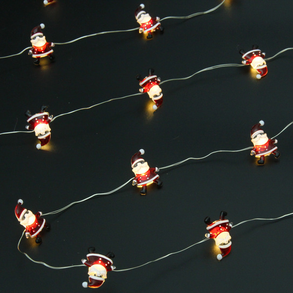 Гирлянда для дома "Дед Мороз" (3,3*2,5см) на батарейках 2,0 м 20 ламп LED, 1 реж., IP-20, Теплый белый (батарейки CR2032)