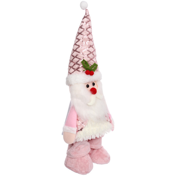 Сувенир новогодний "Новогоднее настроение - Дед Мороз" 14*36*8 см, Розовый (с подсветкой)