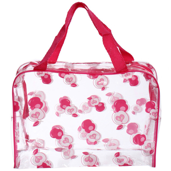 Косметичка прозрачная "Adventure - Peas", яблочки, цвет розовыйй, 16*23*9см