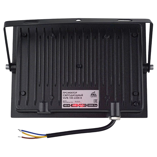 Прожектор светодиодный 100 Вт, SMD VLF8-100-6500-B 12000Лм, 220V, IP65, 223х167х33, черный