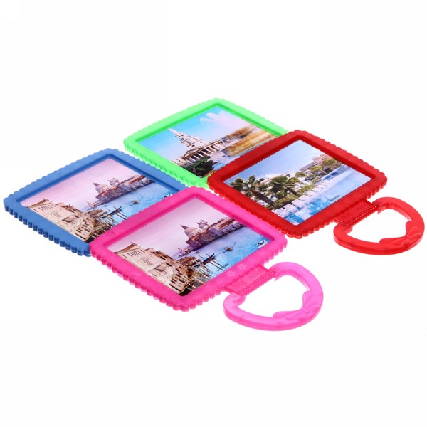 Зеркало настольное в пластиковой оправе "Белые выемки" прямоугольник, подвесное 20*16,5см 