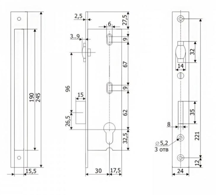 Гардиан PROFI 30.11Р.24 б/о без ц/м с/ролик.ЗЩ Замок врезной б/руч (15)