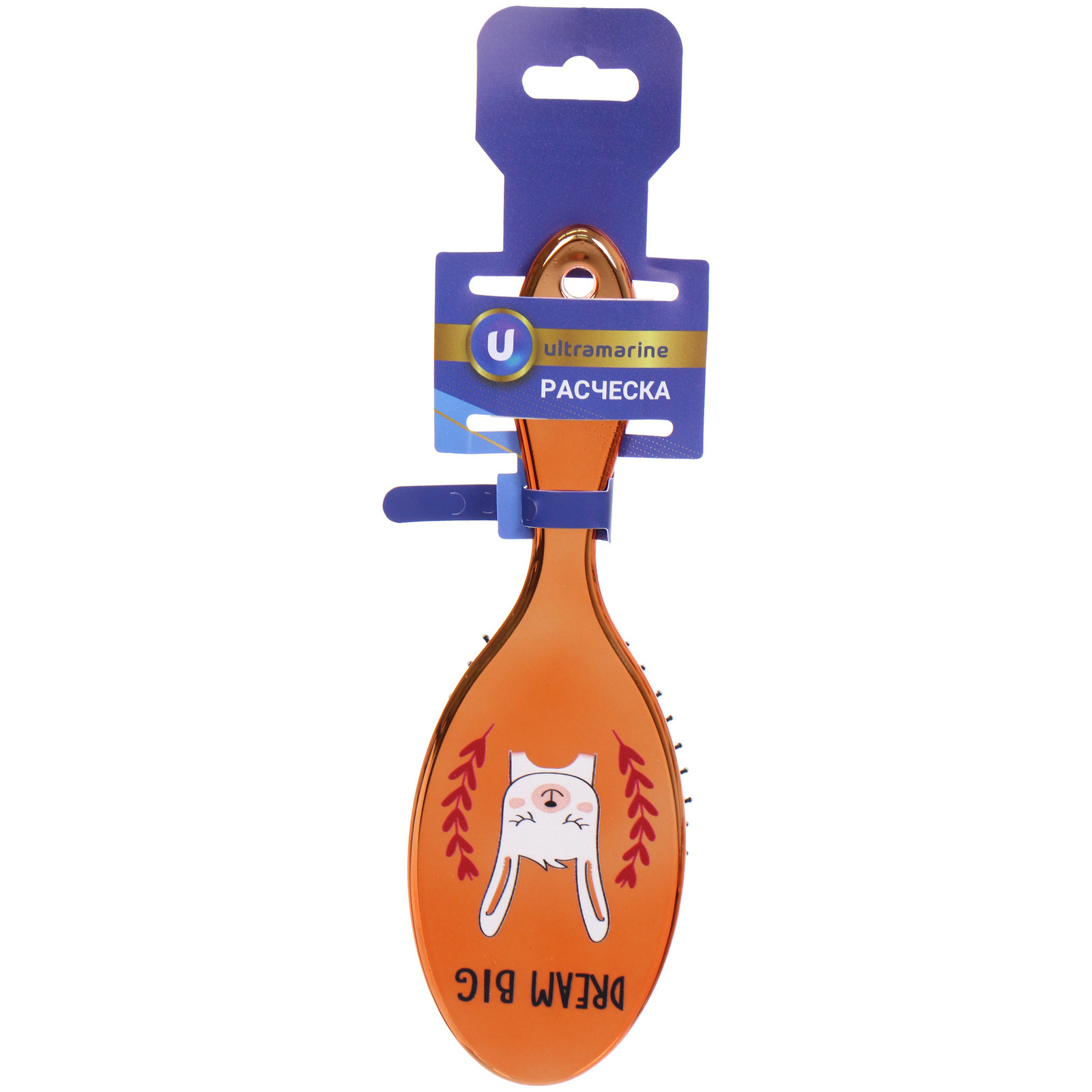 Расческа массажная зеркальная "Animals", милые зверятки, микс 4 цвета, 7*22 см (блистер Ultramarine)