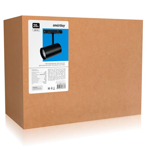 Светодиодный(LED) магнитный трековый светильник20Вт 48В 4000K IP20 Черный Smartbuy(SBL-TKMB3-20w-4K)