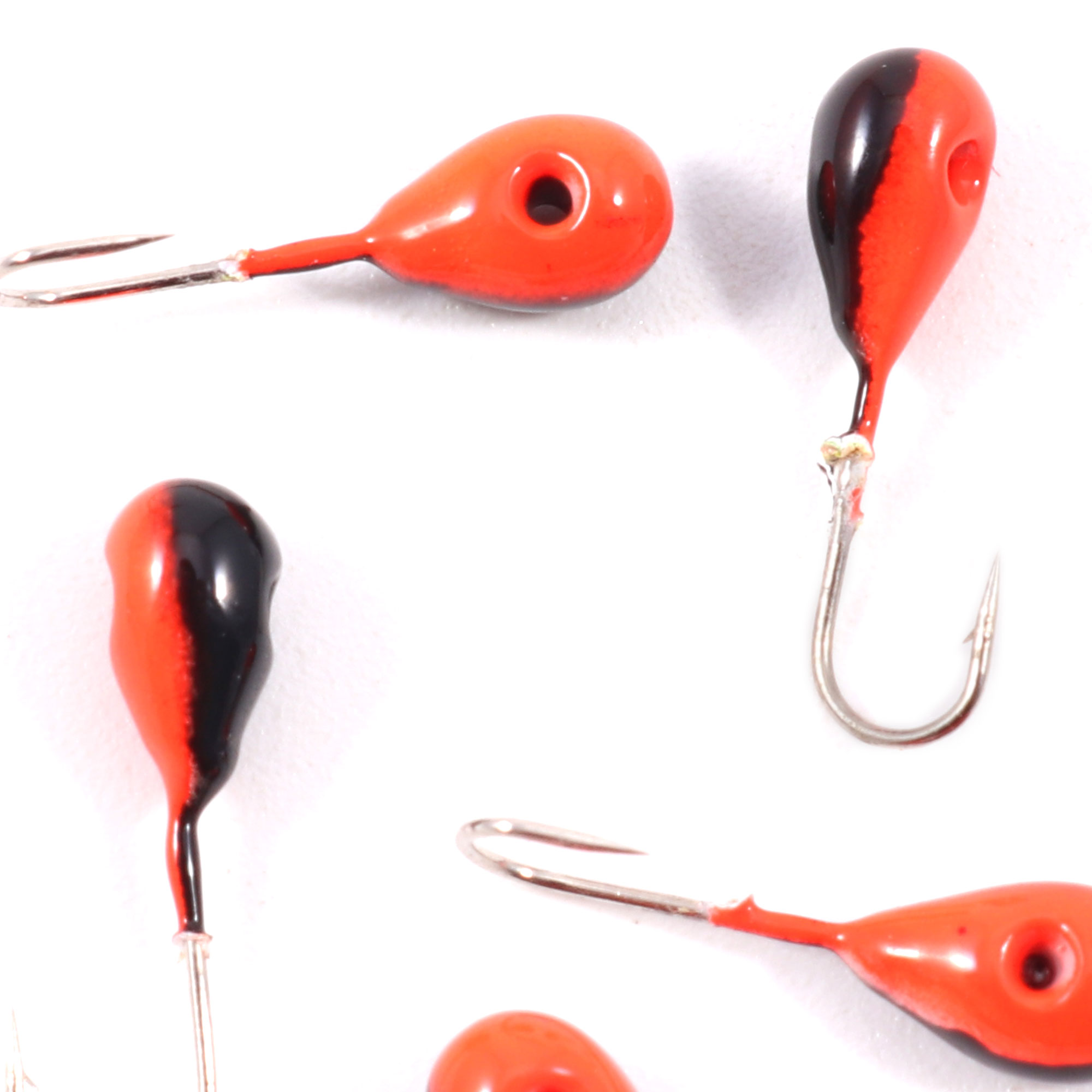 Мормышка вольф"ЯМАН"Капля с отв, р.3, вес 0,30,цв.черн/кр.(уп.5 шт.)