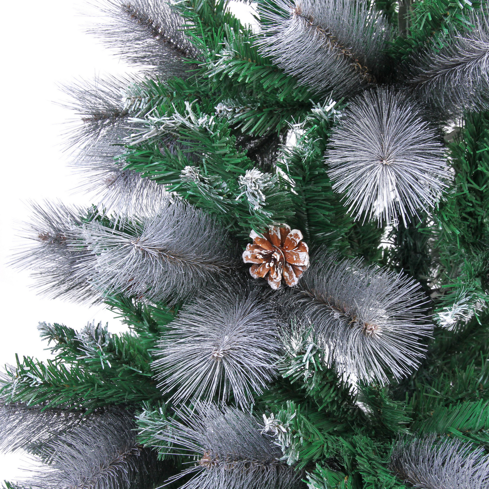 Ёлка "Богемия" 180 см, ПВХ+Леска, шишки, белое напыление (680 веток)