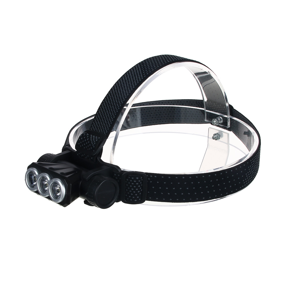 ЕРМАК Фонарь налобный, 3 LED, 1200мАч, 3 режима, 8,3х3,8х5,4см, USB кабель, пластик