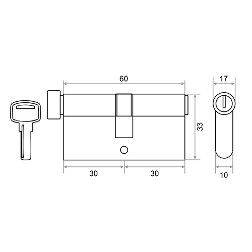 Механизм цилиндровый Trodos ЦМВП 60(30/30) сплав ЦАМ 5 ключей, золото