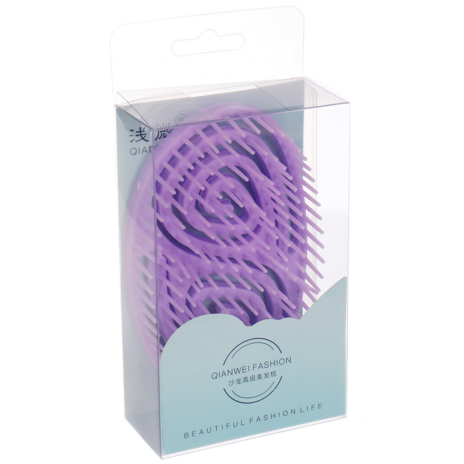 Расческа массажная компактная "ФИЕРО", цвет фиолетовый, 12*5*8см (PVC коробка)