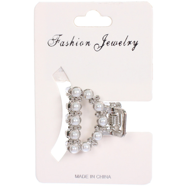 Заколка - краб для волос на блистере 1шт "PREMIUM", тоскана, цвет серебро и золото, 2.5*2.6см