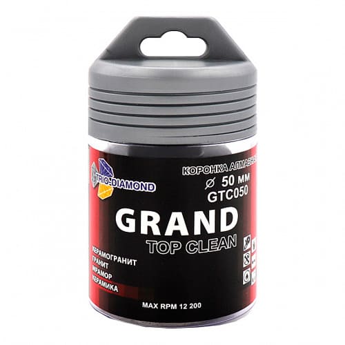 Коронка алмазная по керамограниту 50 мм, М14, Grand Top Clean