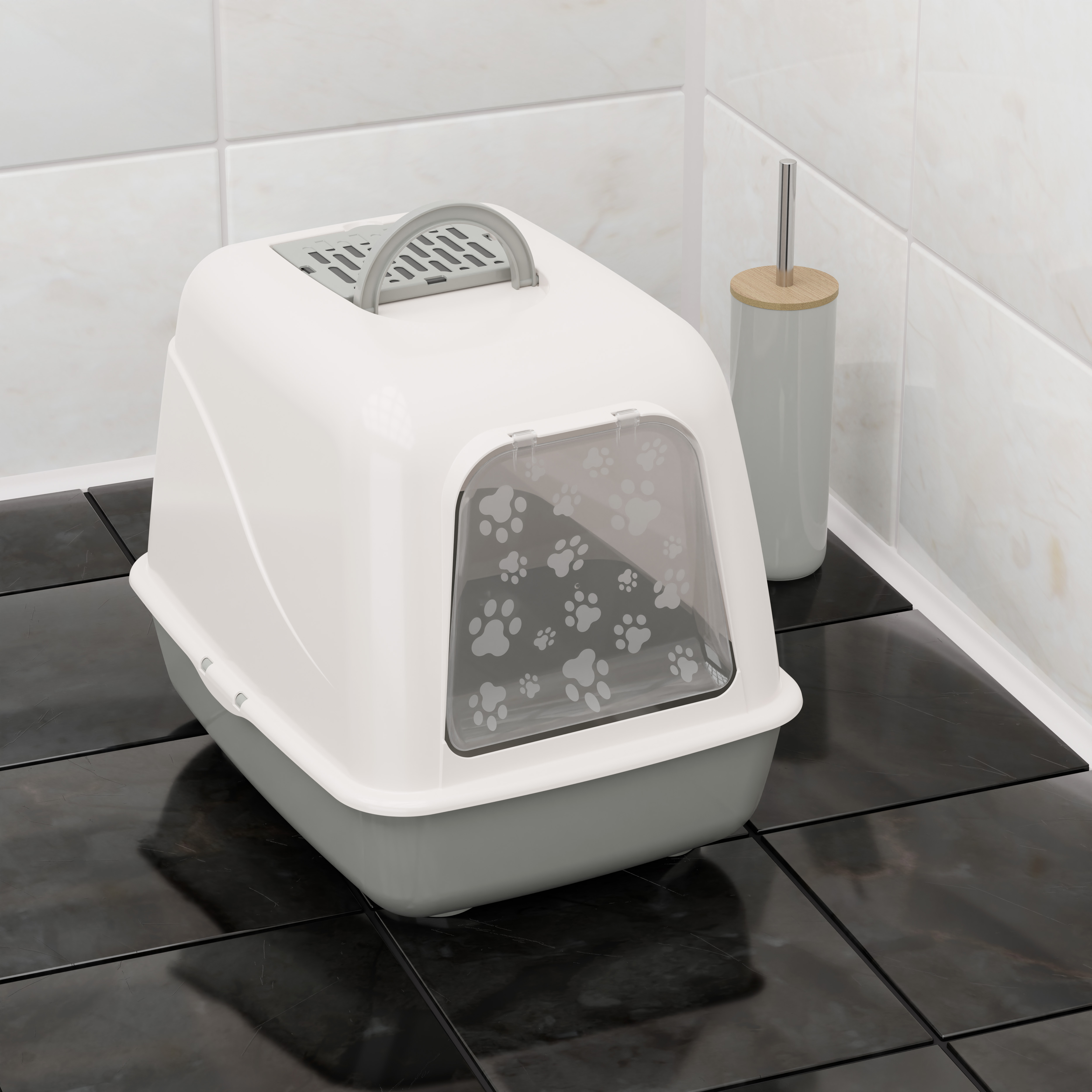 Туалет ALTA для кошек закрытый (серый) 