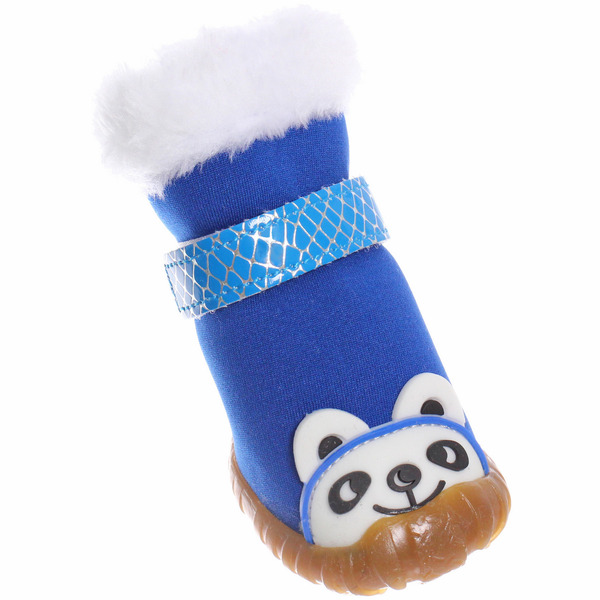 Ботинки зимние для животных "МОДНЫЙ БРО", на липучке, цвет синий, размер 5, 6см