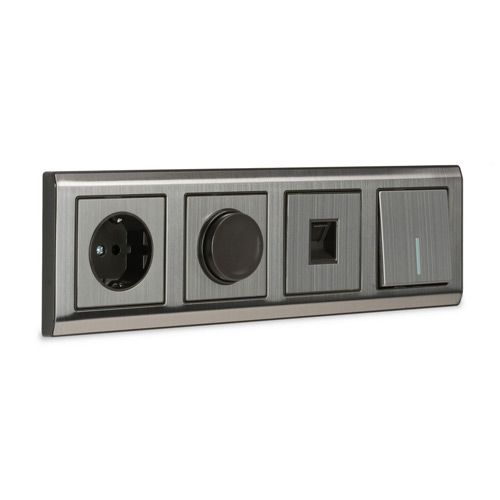 Рамка 4-местная серый никель "Нептун" (SBE-05gn-Metal-FR-4)