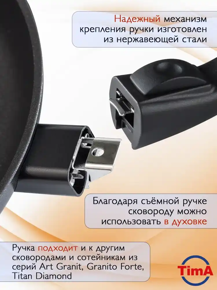 Сковорода со съемной ручкой TimA TD-1020 "Titan Diamond" 20 см
