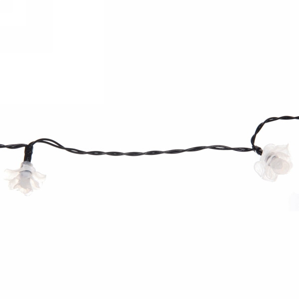 Гирлянда для улицы "Нежный цветок" 3 м 20 ламп LED чёрный провод, 2 реж.,IP-55, Теплый белый (солнечная батарея)