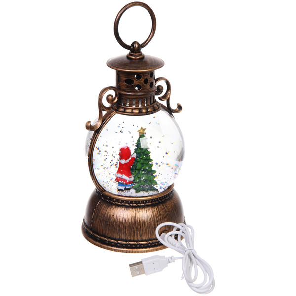 Сувенир с подсветкой "Наряженая елочка" 10,5*10,5*20 см (работает от 3*АА и USB+музыка, подсветка)