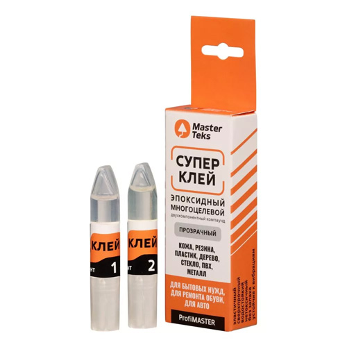 Супер-клей эпоксидный MasterTeks PM двухкомпонентный, многоцелевой 0,01, прозрачный