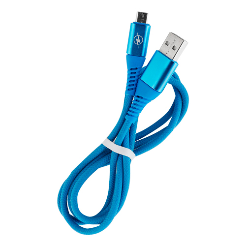 Дата-кабель Smartbuy Micro кабель в резин. оплетке Gear,1м. мет.након., <2А, син.(iK-12ERG blue)/100