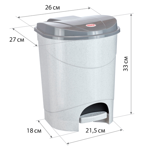 Контейнер для мусора с педалью 11 л IDEA М 2891, мраморный