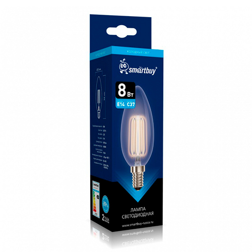 Светодиодная (LED) Лампа FIL Smartbuy-C37-8Вт/6500К/E14 (SBL-C37F-8-65K-E14)