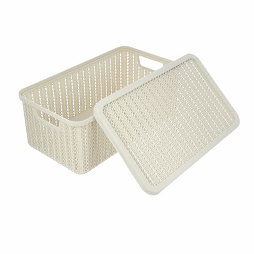 Коробка с крышкой 6 л IDEA ВЯЗАНИЕ М 2370, белый ротанг