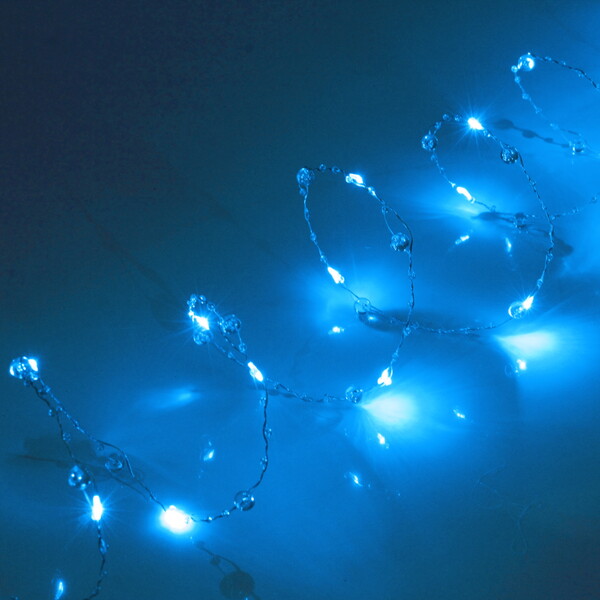 Гирлянда для дома НИТЬ "Льдинка" 5 м 50 ламп LED, 8 реж,IP-20, Голубой