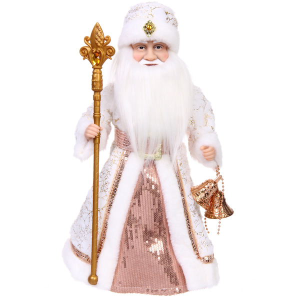 Дед Мороз музыкальный "Зимний день" в бежевой шубке 40 см